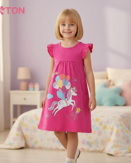 unicorn balloon print dress - front