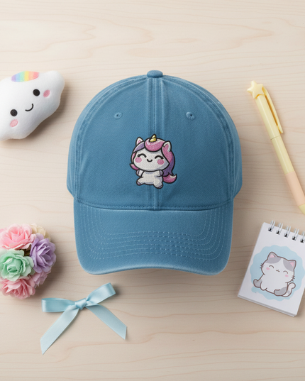 unicorn baseball cap - flat-lay