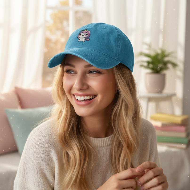 unicorn baseball cap - in-use