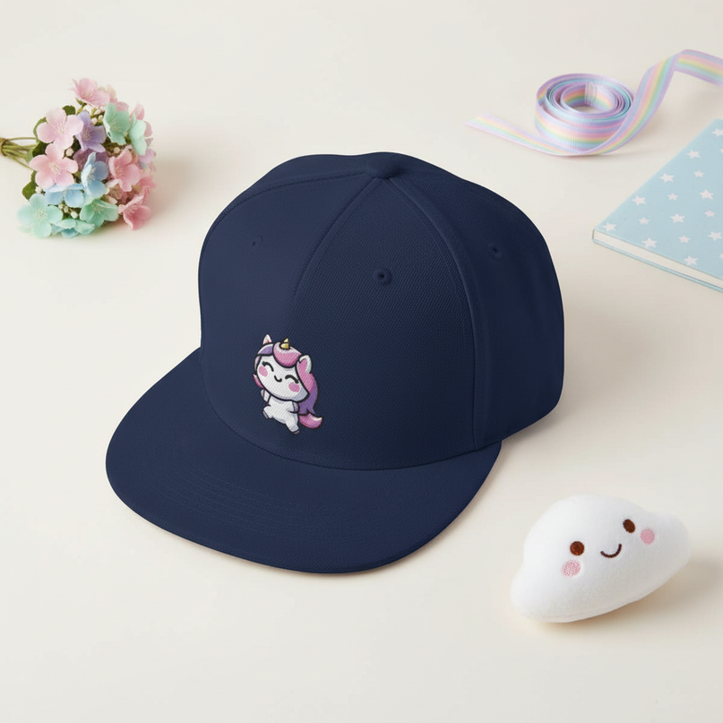 unicorn baseball hat - flat-lay