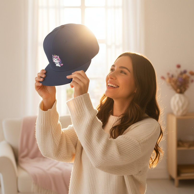 unicorn baseball hat - in-use