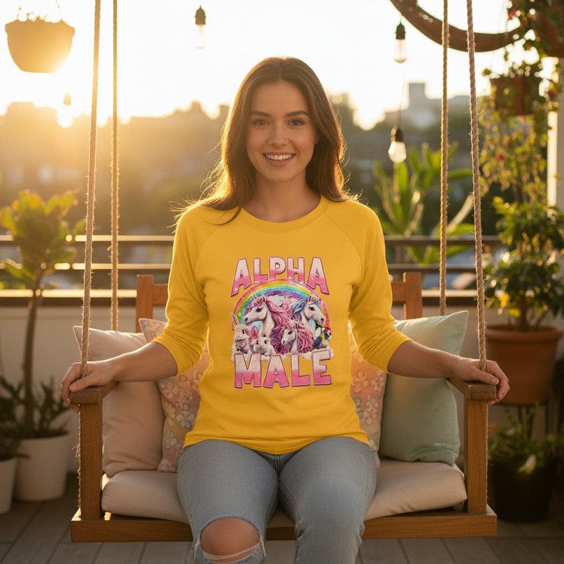 unicorn baseball shirt - in-use