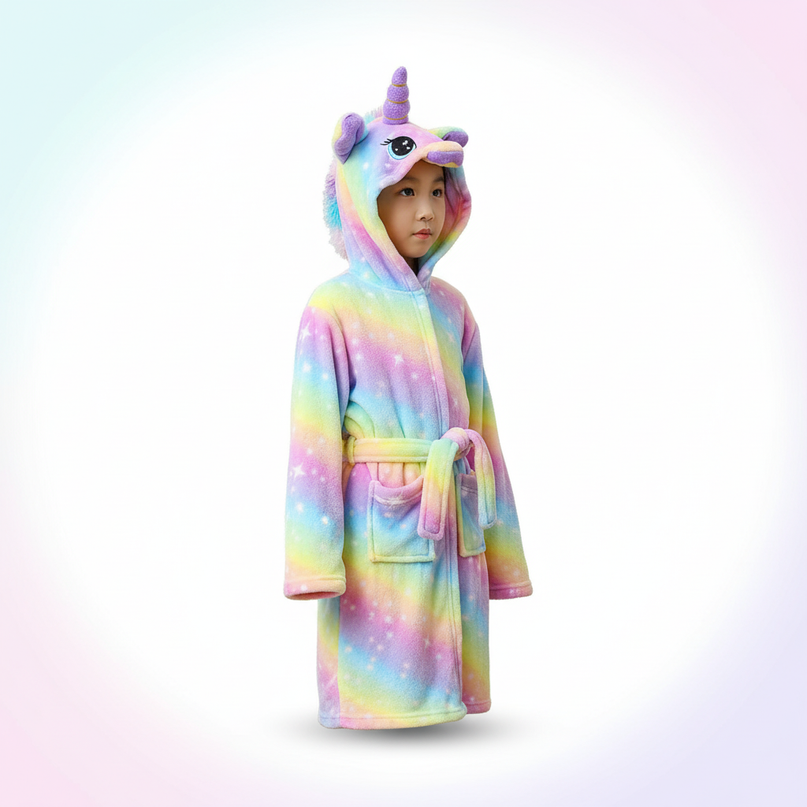 unicorn bath robe - white-bg