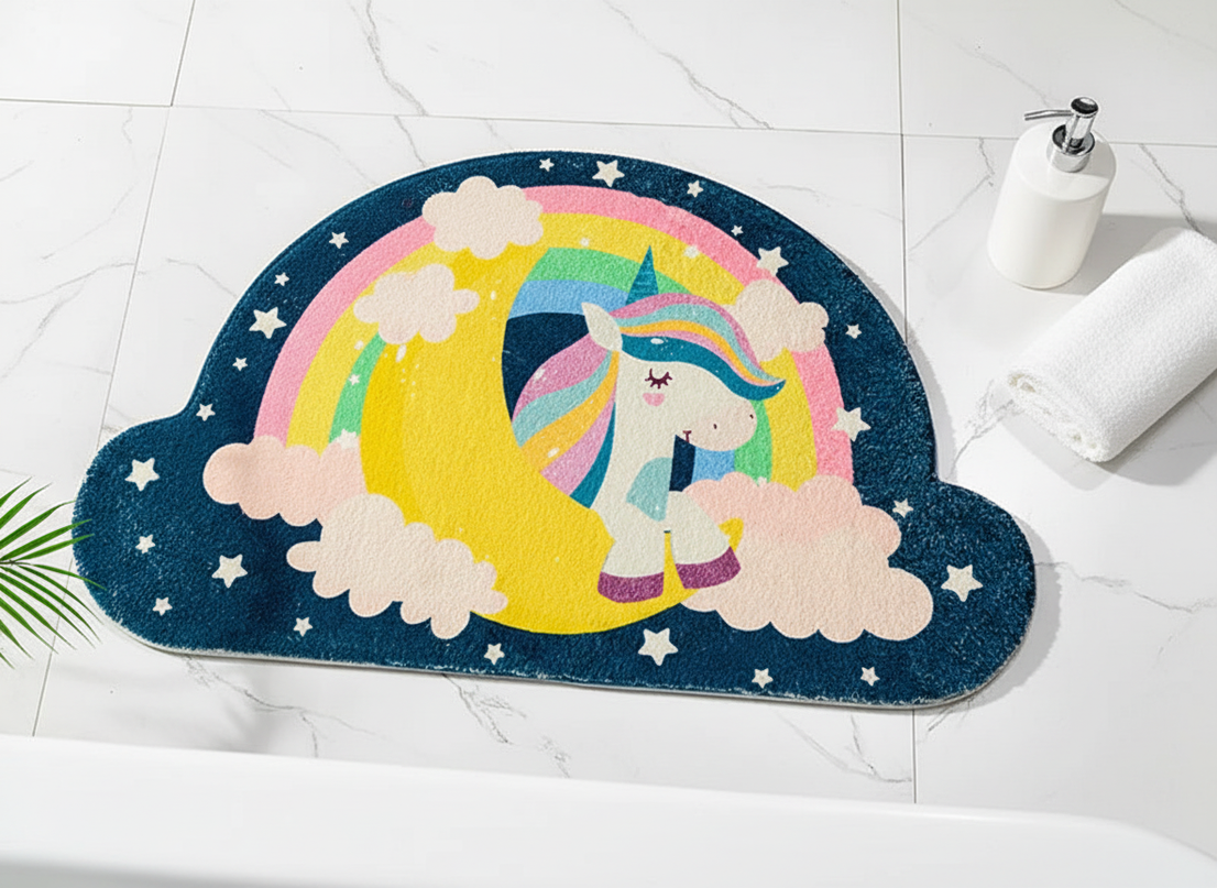 unicorn bath rug - flat-lay