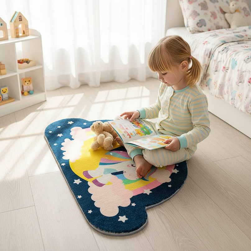 unicorn bath rug - in-use