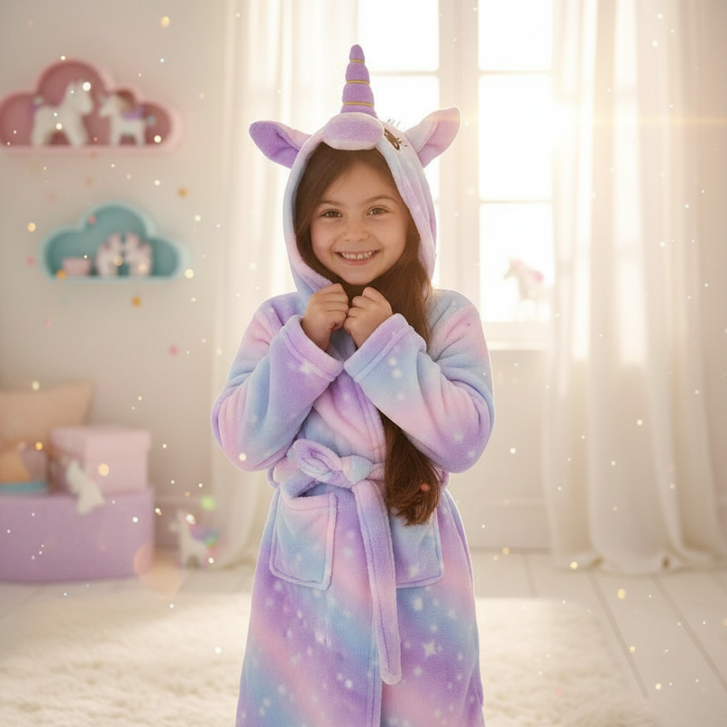 unicorn bathrobe - in-use