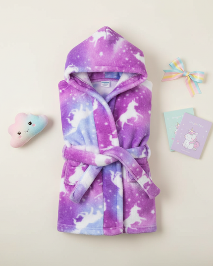 unicorn bathrobe kids - flat-lay