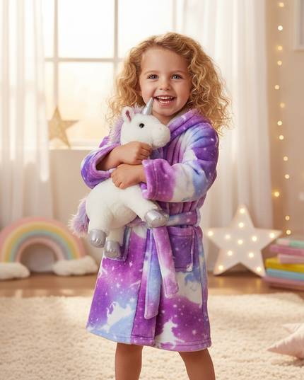 unicorn bathrobe kids - in-use