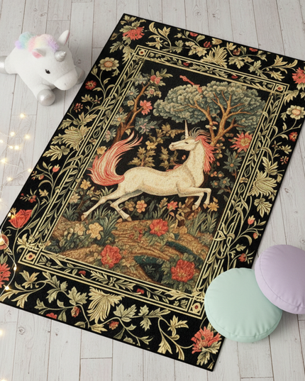 unicorn bathroom rug - flat-lay