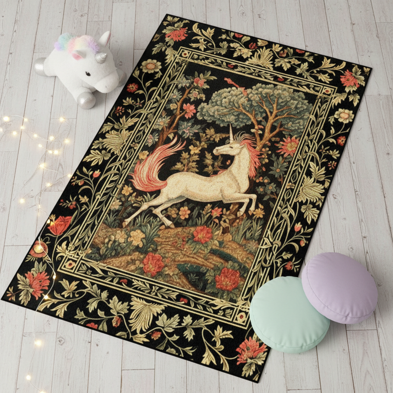 unicorn bathroom rug - flat-lay