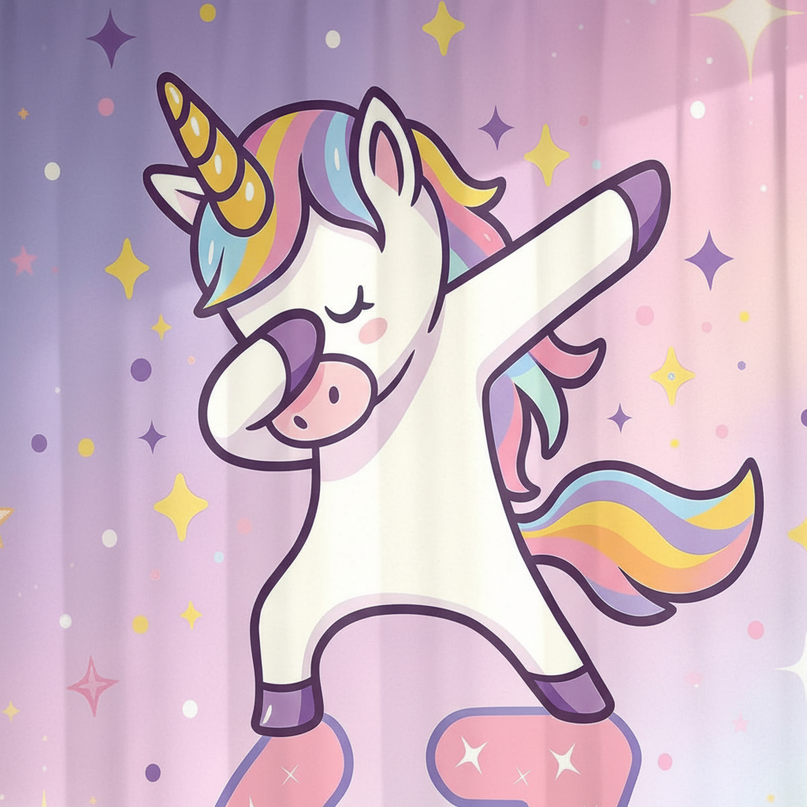 unicorn bathroom shower curtain - detail