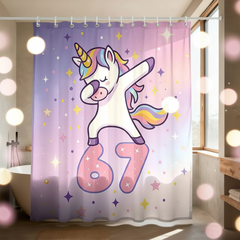 unicorn bathroom shower curtain - lifestyle
