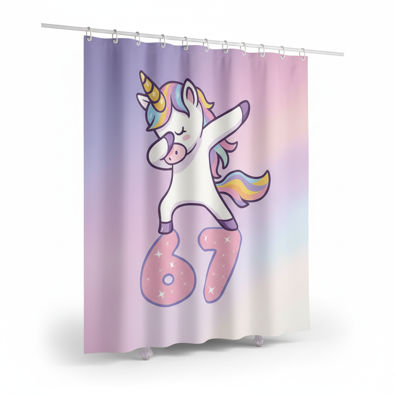 unicorn bathroom shower curtain - white-bg