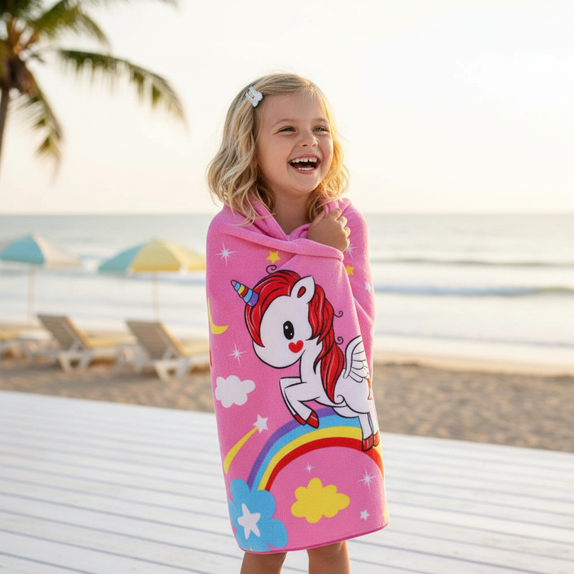 unicorn beach robe - in-use