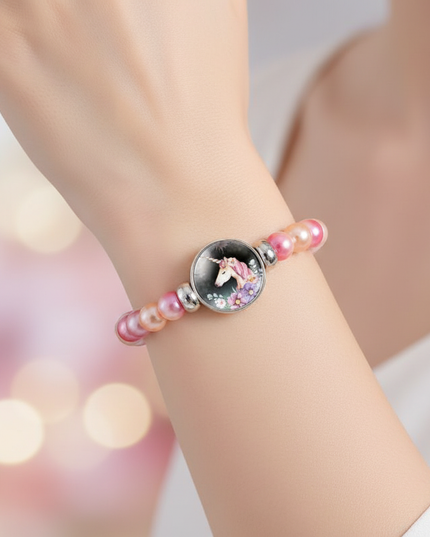 unicorn beaded bracelet - in-use