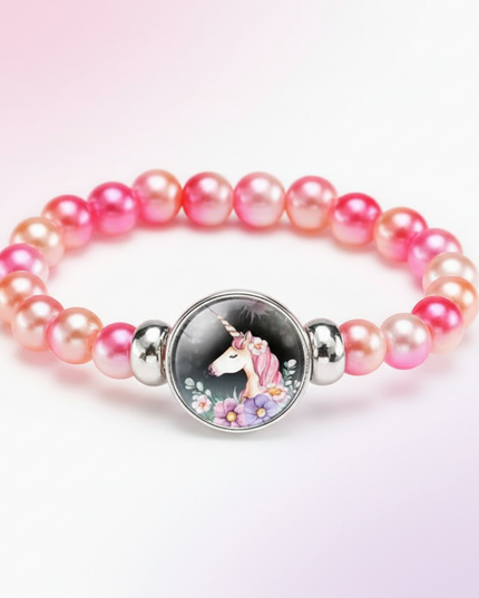 unicorn beaded bracelet - white-bg