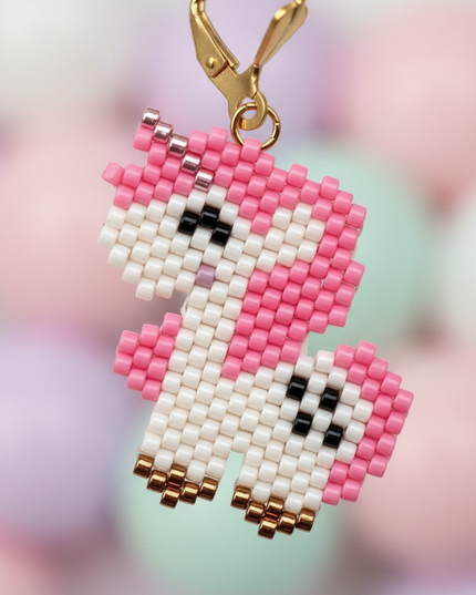unicorn beaded earrings - detail