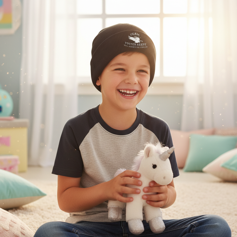 unicorn beanie boys - in-use