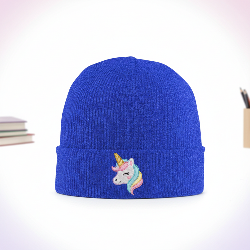 unicorn beanie school - white-bg