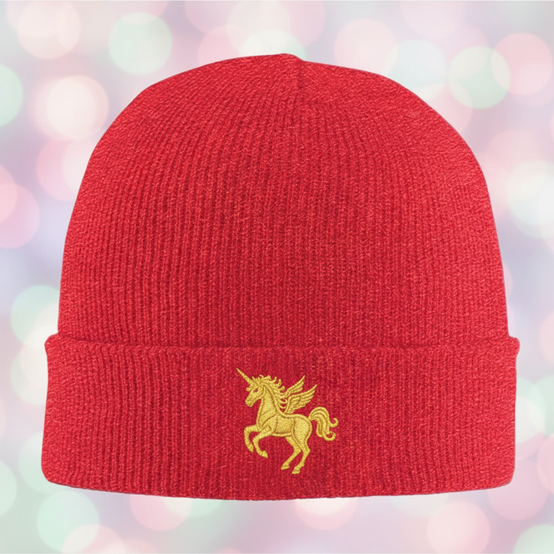 unicorn beanie skiing - detail