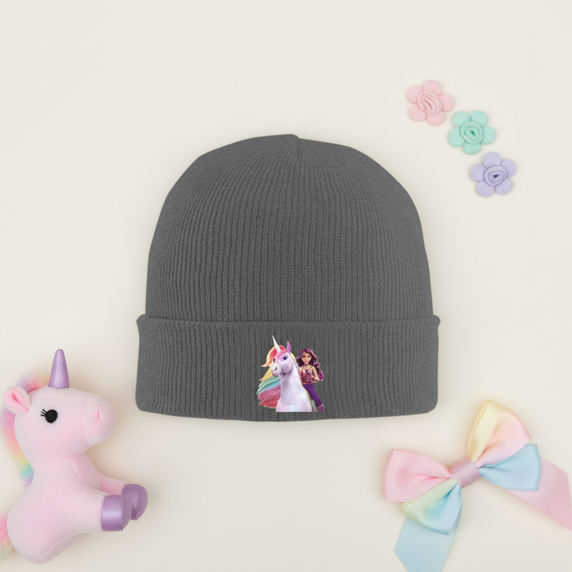 unicorn beanie teens - flat-lay