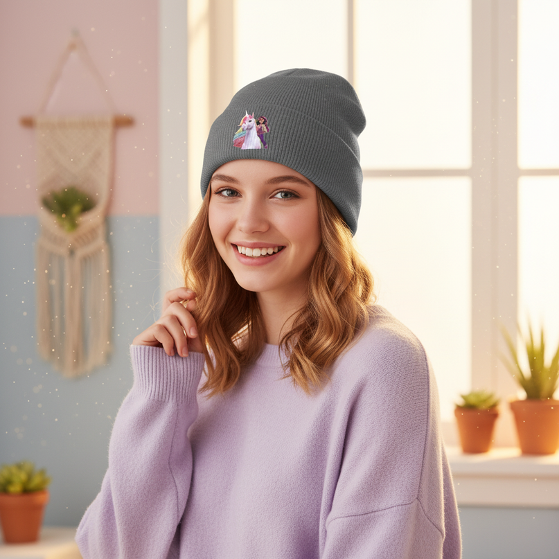 unicorn beanie teens - in-use
