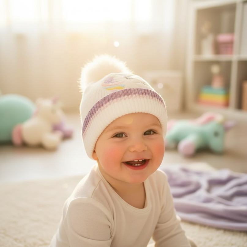 unicorn beanie toddlers - in-use