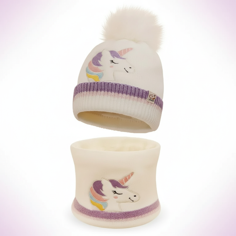 unicorn beanie toddlers - white-bg