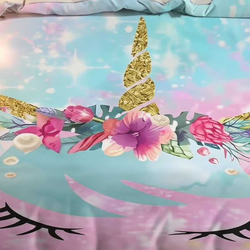 unicorn bedding for girls - detail