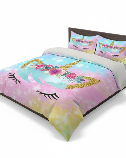 unicorn bedding for girls - white-bg