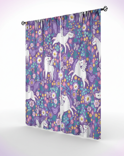 unicorn bedroom curtains - white-bg