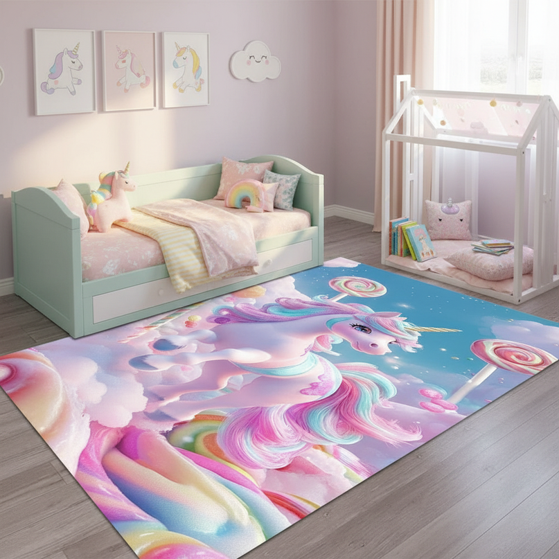 unicorn bedroom rug - lifestyle