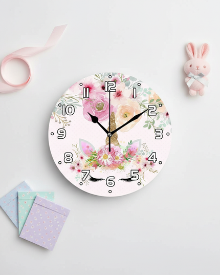unicorn bedroom wall clock - flat-lay