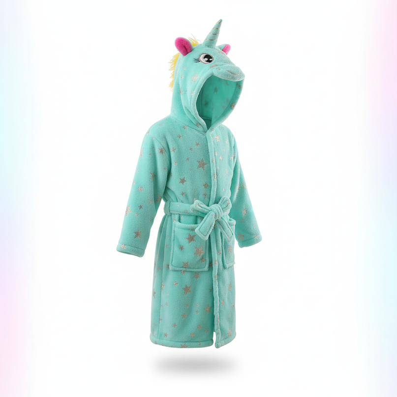 unicorn bedtime robe - white-bg
