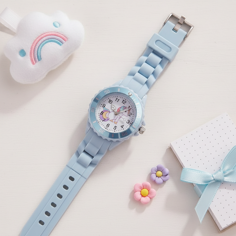 unicorn bezel watch - flat-lay
