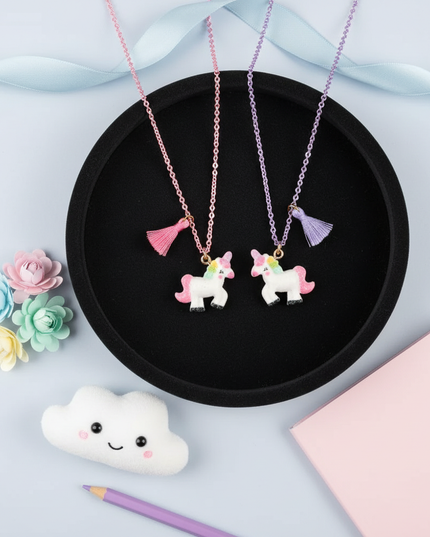 unicorn bff necklace - flat-lay