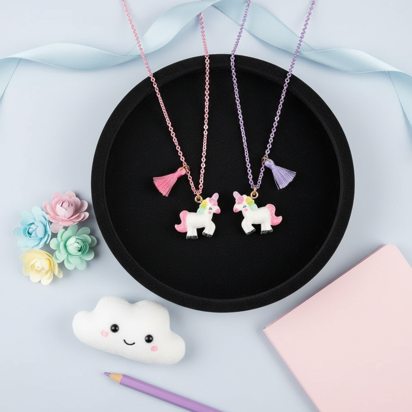 unicorn bff necklace - flat-lay