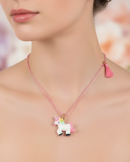 unicorn bff necklace - in-use