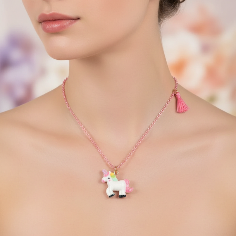 unicorn bff necklace - in-use
