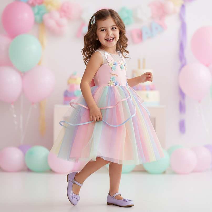 unicorn birthday dress tutu headband - front