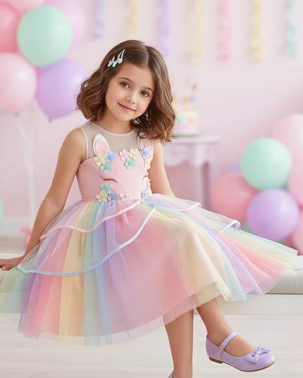 unicorn birthday dress tutu headband - sitting