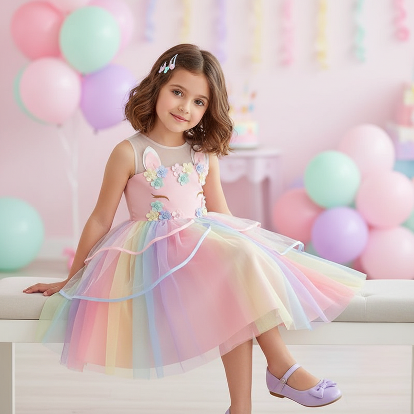 unicorn birthday dress tutu headband - sitting