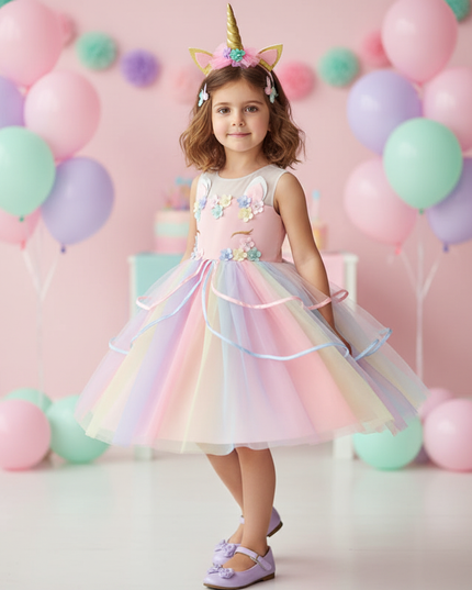 unicorn birthday dress tutu headband - three-quarter