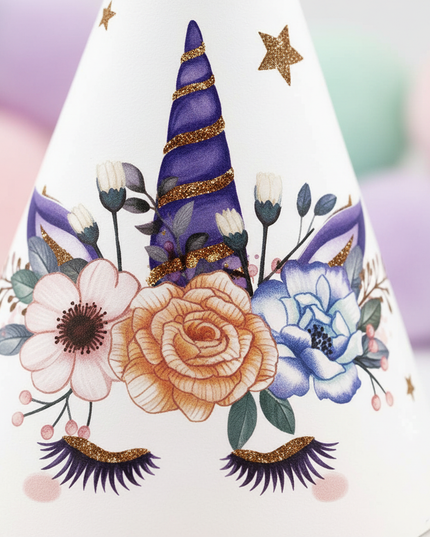 unicorn birthday hats - detail
