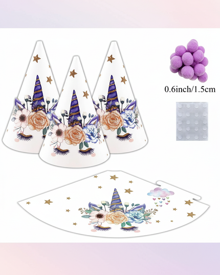 unicorn birthday hats - white-bg