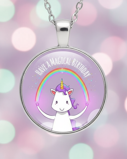 unicorn birthday necklace - detail