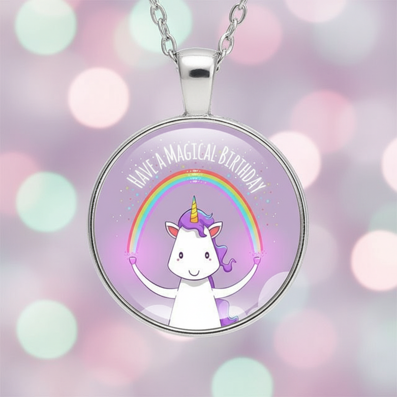unicorn birthday necklace - detail