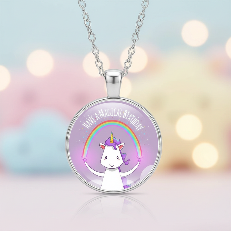 unicorn birthday necklace - lifestyle