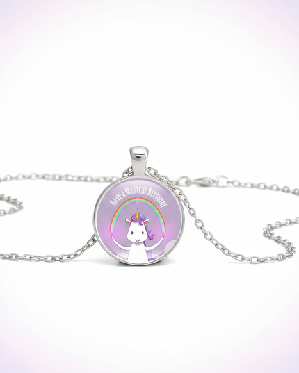 unicorn birthday necklace - white-bg