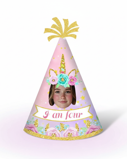 unicorn birthday paper hat - white-bg